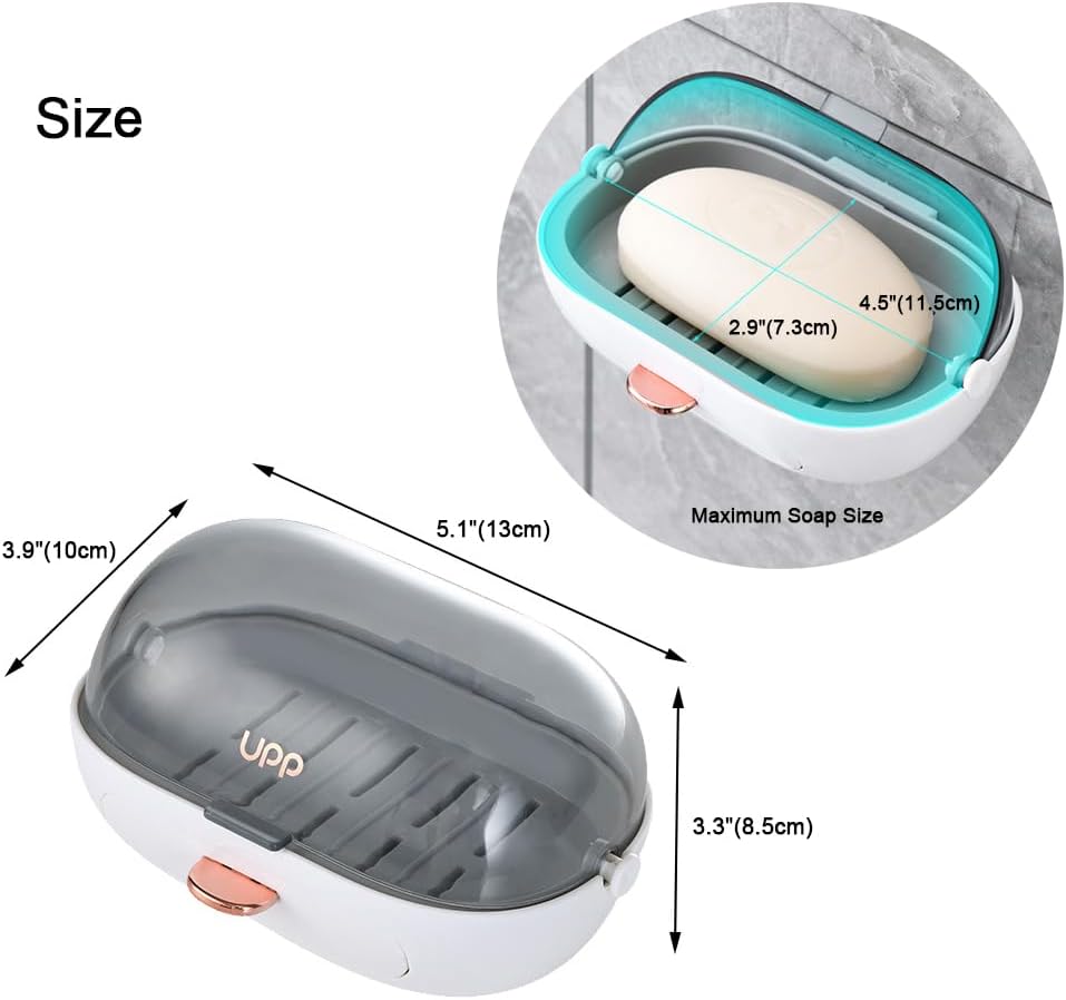 NICAVKIT 2 Pack Shower Soap Holder with Lid and Drain