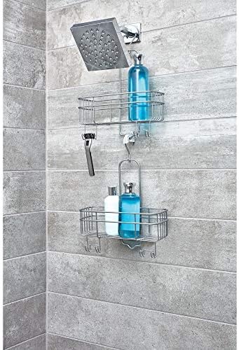 iDesign Euro Metal Hanging Shower Caddy with Swivel Hook Silver