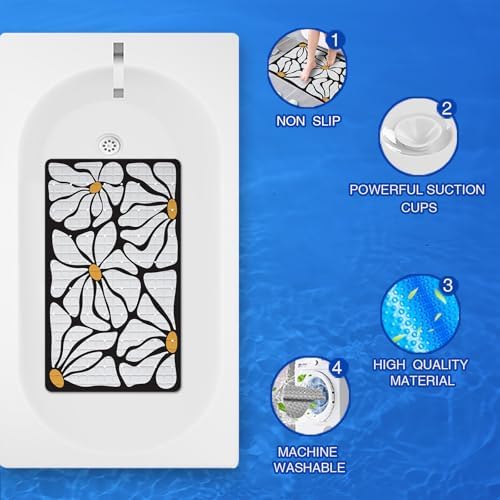 Floral Bathtub Mat Non Slip for Kids 27x16in 1