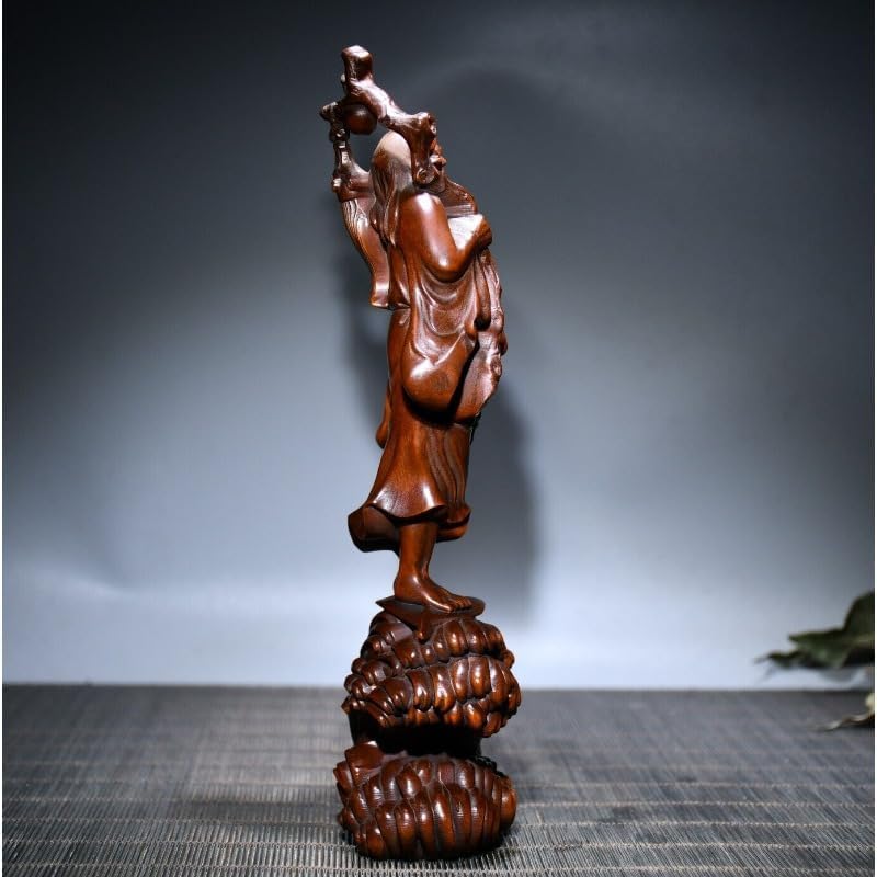 Handmade Boxwood Dharma Buddha Meditating Statue Decor