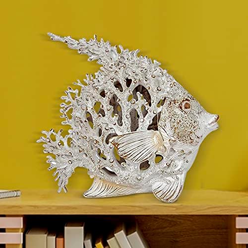 Ocean Decor White Coral Reef Angelfish Sculpture 12x11
