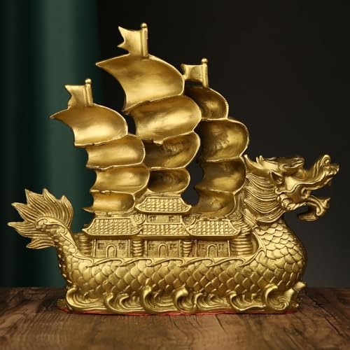 Usoway Gold Fong Sheng Ship Sculpture