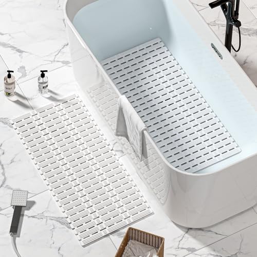 XIYUNTE Non Slip Shower Mat - 36x16 inches Cream White