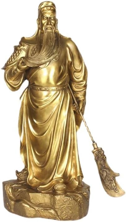 Usoway Large Copper Guan Gong Statue for Home Office