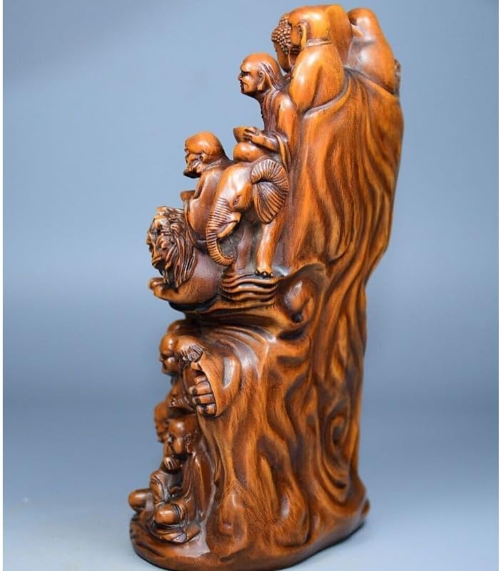LimpaC Boxwood Buddha Eighteen Arhat Statue Decor