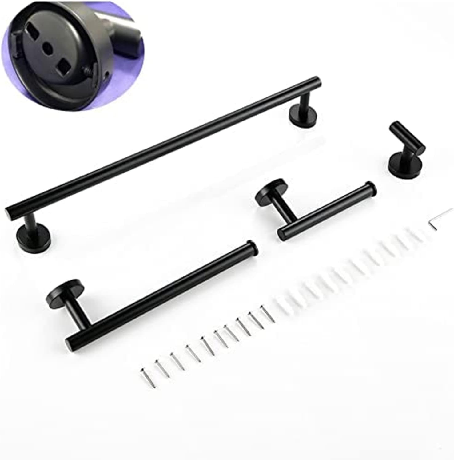 ALDEPO 4-Piece Black Stainless Steel Towel Rack