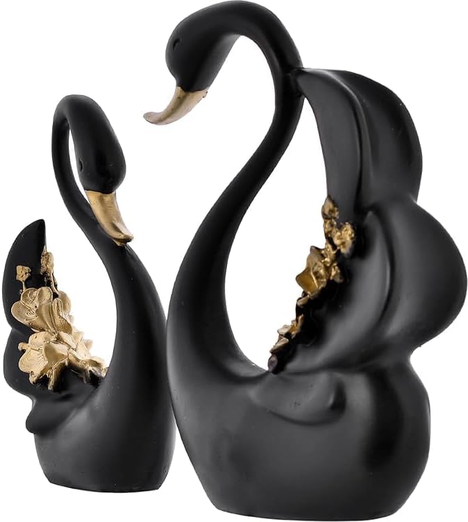 Elegant Swan Pair Sculpture for Home Decor