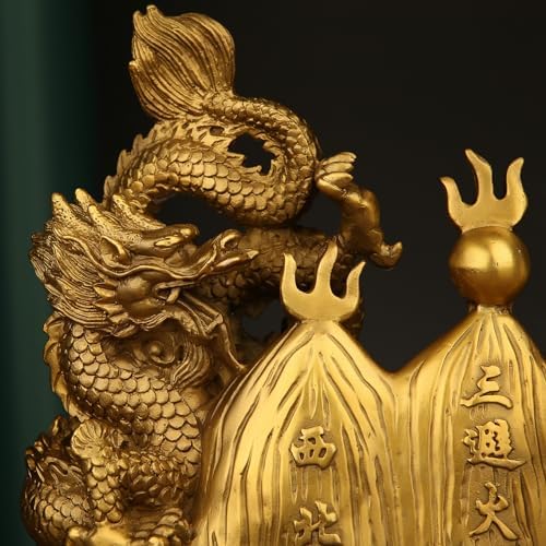 Usoway Brass Fire Dragon Figurine for Home Dcor