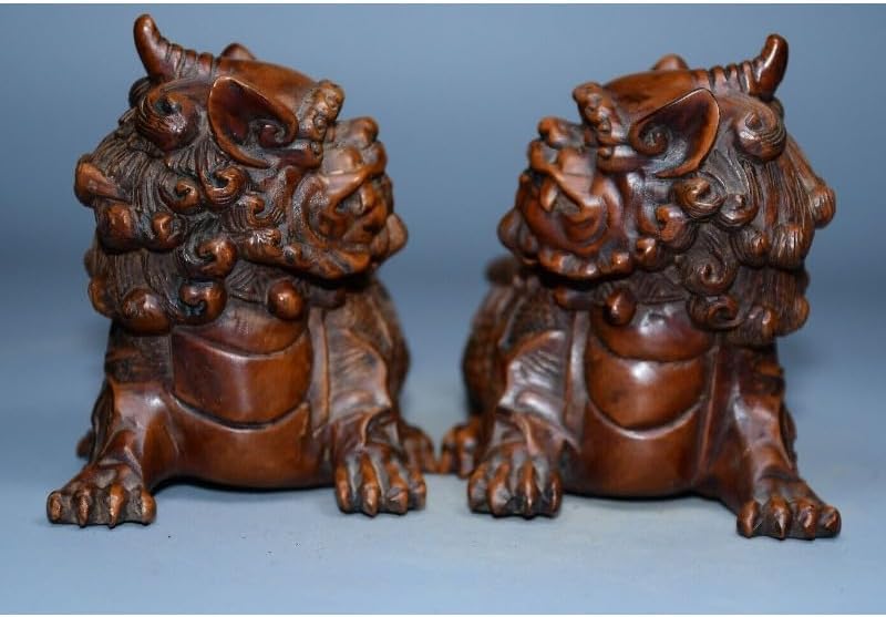 LimpaC Collection Mini Boxwood Lion Foo Dog Statues