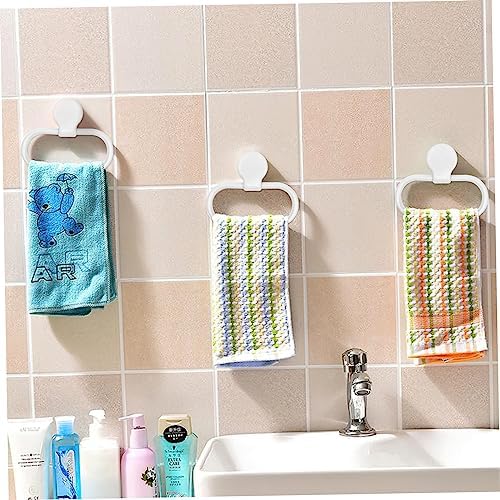 HOMSFOU Self Adhesive Towel Rack Pink Durable No Drill