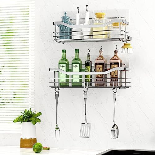 Orimade 2-Pack Shower Caddy with 5 Hooks and Adhesive