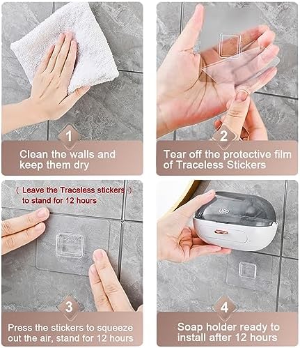 NICAVKIT 2 Pack Shower Soap Holder with Lid and Drain