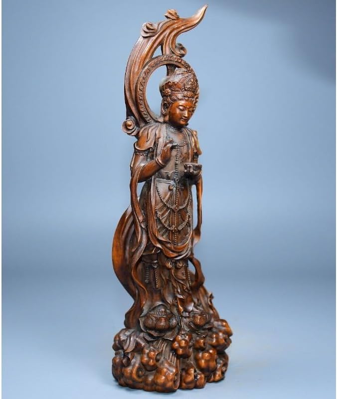 Handcrafted Avalokitesvara Boxwood Buddha Statue