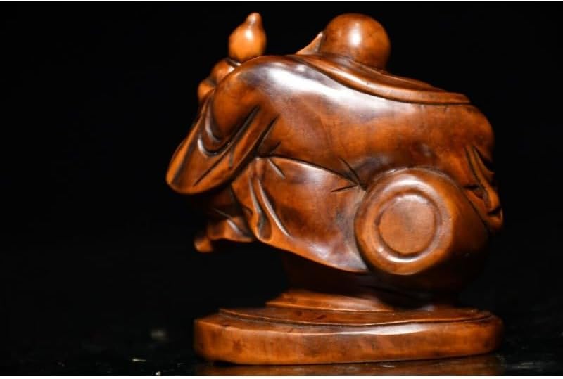 Handcrafted Mini Boxwood Maitreya Buddha Statue