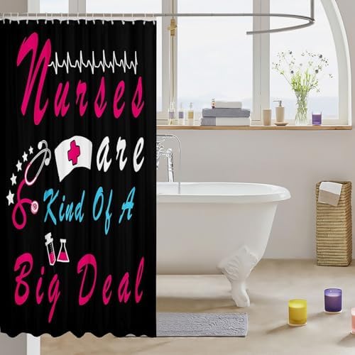 Erosebridal Nurse Shower Curtain Set with 12 Hooks