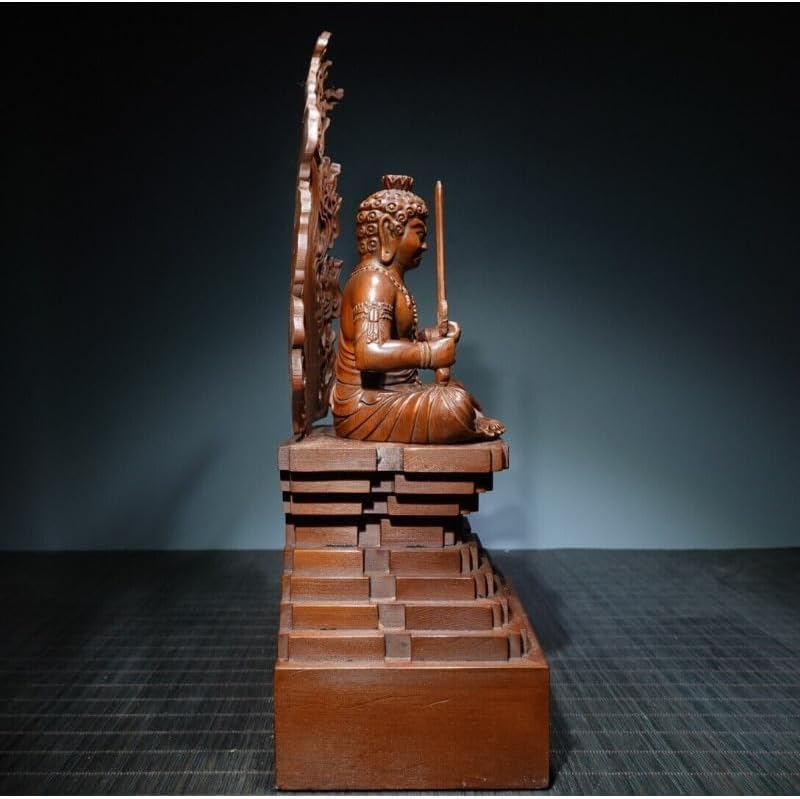 Handcrafted Fudo Myo-o Boxwood Statue - Zen Decor