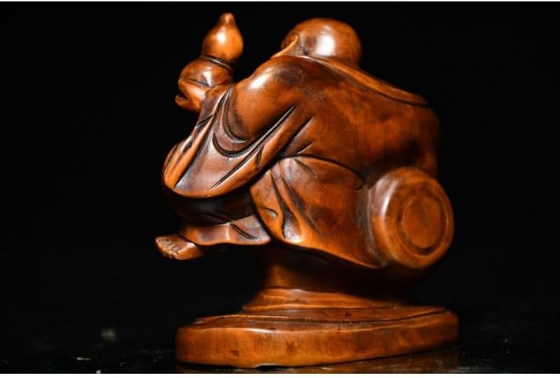 Handcrafted Mini Boxwood Maitreya Buddha Statue