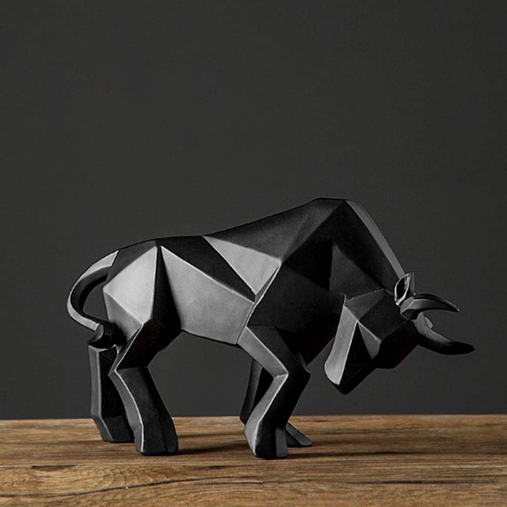 ASNOMY Black Bull Polyresin Statue Home Decor