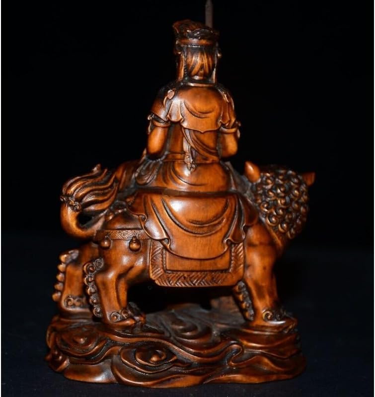 LimpaC Mini Boxwood Manjusri Bodhisattva Statue