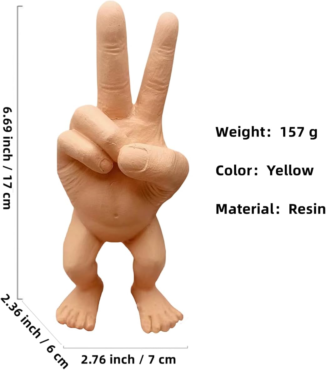 Scissor Hand Finger Statue Yellow 3D Resin Decor 1