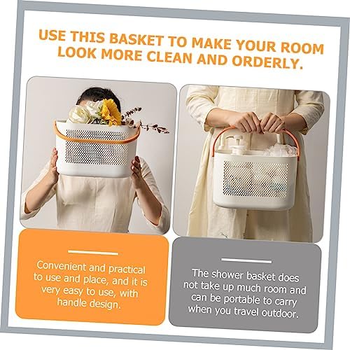 Mobestech Lightweight Plastic Storage Basket with Handles for Bathroom and Kitchen