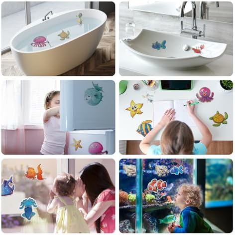 20 PCS Sea Creature Non-Slip Bathtub Stickers with Scraper
