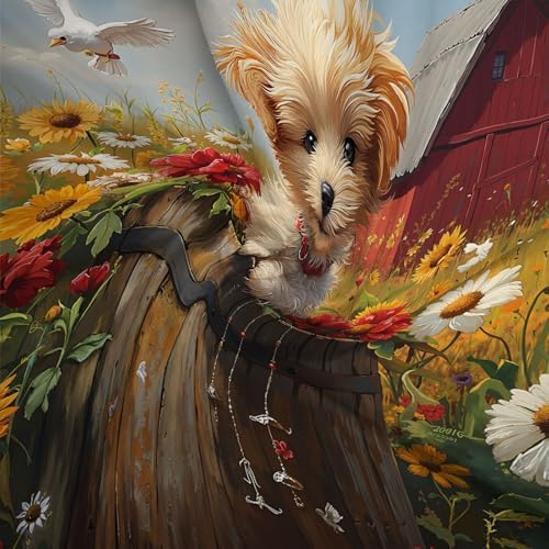 Farmhouse Dog Funny Animal Shower Curtain Set