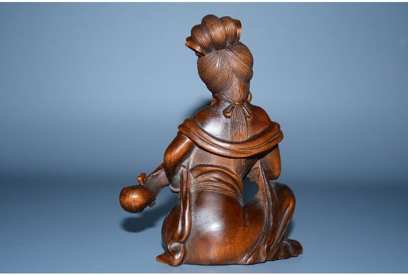 Handcrafted Boxwood Lute Player Meditating Figurine
