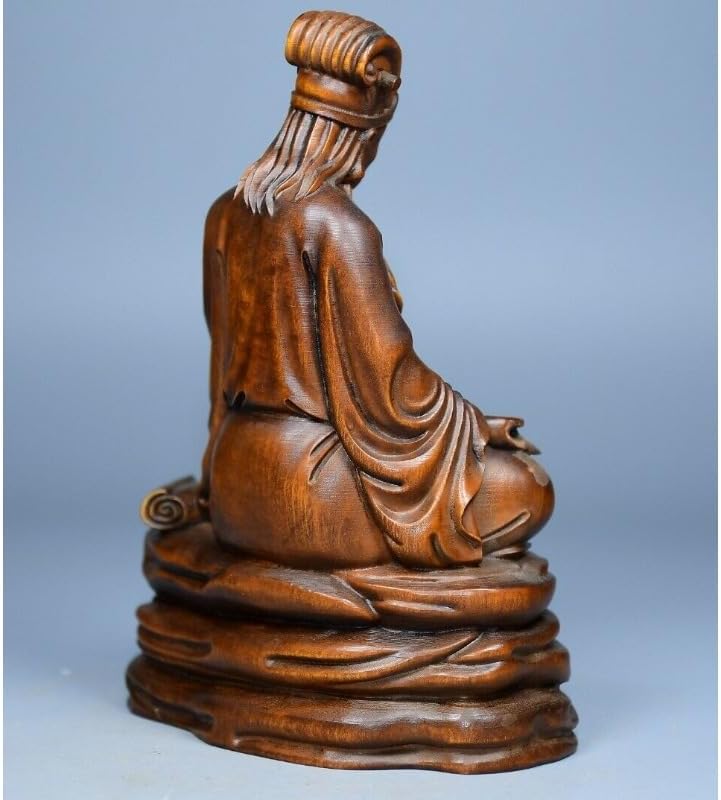 LimpaC Boxwood Zhuge Liang Meditating Statue Decor