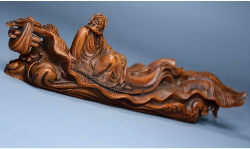 Handcrafted Boxwood Taoist Priest Dharma Statue Decor