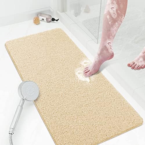 SoftDuo Non-Slip Shower Mat 36x16 Inch PVC Loofah