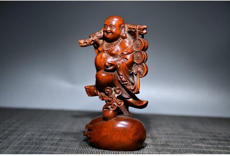 LimpaC Collection Boxwood Maitreya Buddha Statues Handmade Decor