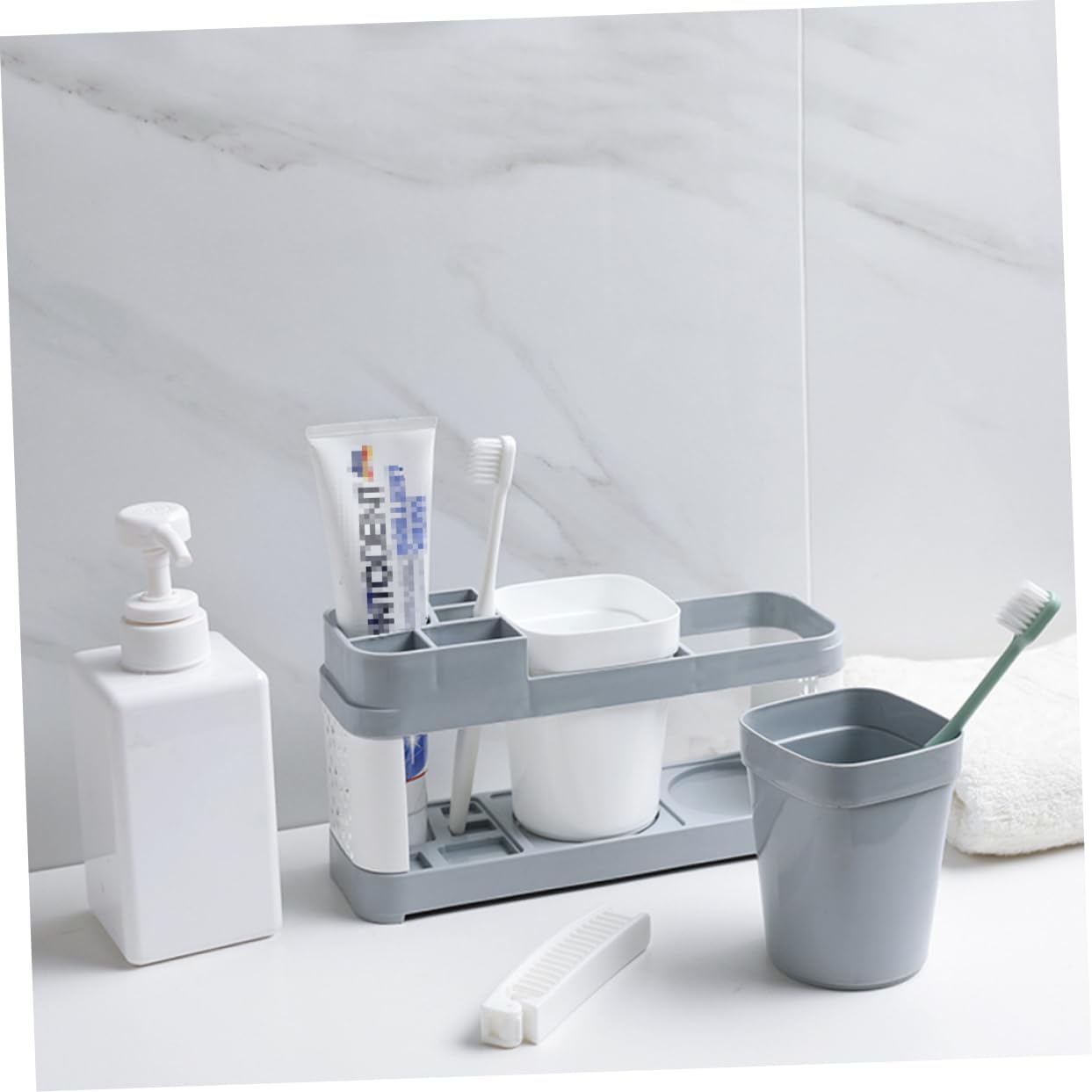 Hoement Bathroom Toothbrush and Toothpaste Holder Suction Cup Rack