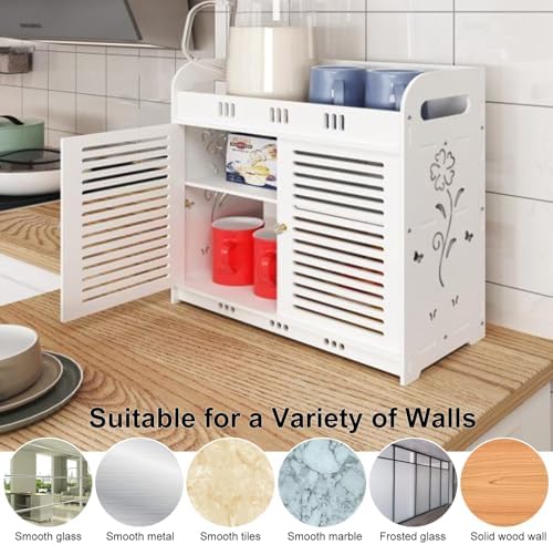 Bathroom Wall Cabinet with Multi-Grid Tiers and Hollow Flower Design