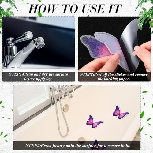 20 Pcs Non-Slip Butterfly Bathtub Stickers
