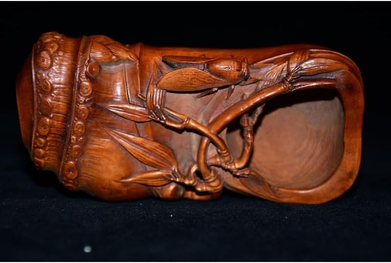 Handcrafted Golden Cicada Writing Brush Washer Statue Set
