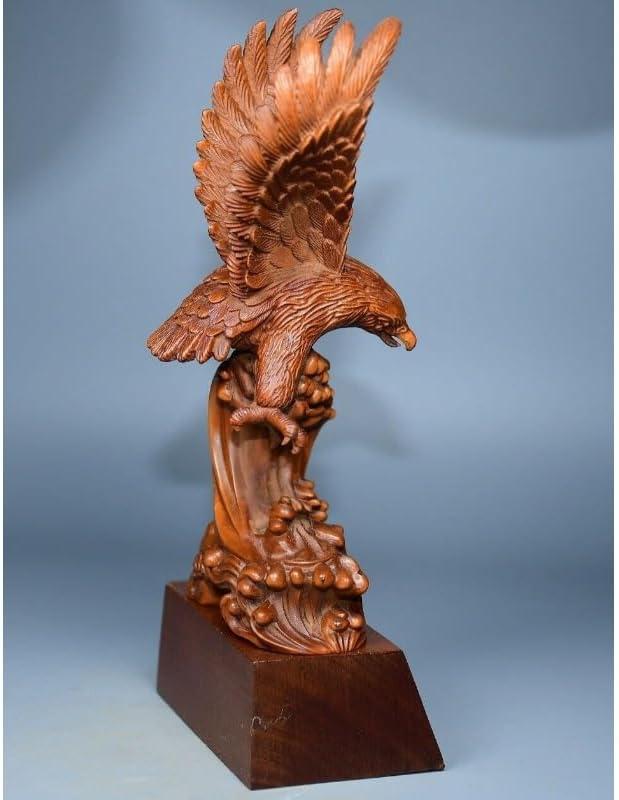 LimpaC Handcrafted Boxwood Hawk Statue Decor