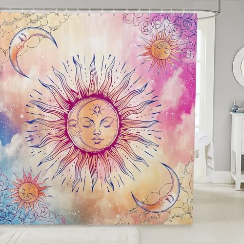 Sun And Moon Kawaii Shower Curtain Set