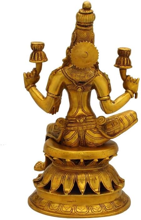 Statuestudio Brass Lakshmi Maa Idol 12 Inch Hindu Goddess of Wealth Statue