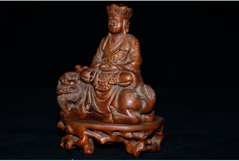 LimpaC Collection Boxwood Ksitigarbha Boddhisattva Statues Handmade Meditating Sculpture
