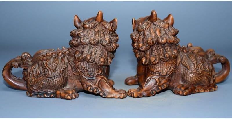 LimpaC Collection Mini Boxwood Lion Foo Dog Statues