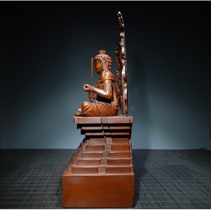 Handcrafted Fudo Myo-o Boxwood Statue - Zen Decor