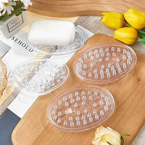 Yoande Clear 2Pc Plastic Soap Dish with Drain Holes