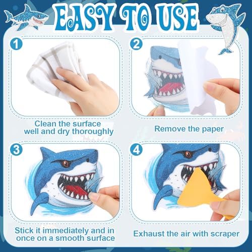 Yaomiao Shark Non-Slip Bathtub Stickers 24 Pcs