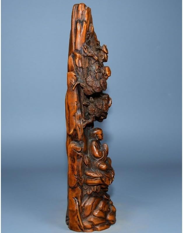 Handcrafted Mini Boxwood Dharma Pine Statue