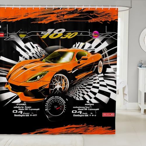 Feelyou Race Car Bath Curtain Set 72x72