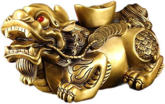 Usoway Golden Brass Wealth Dragon Figure