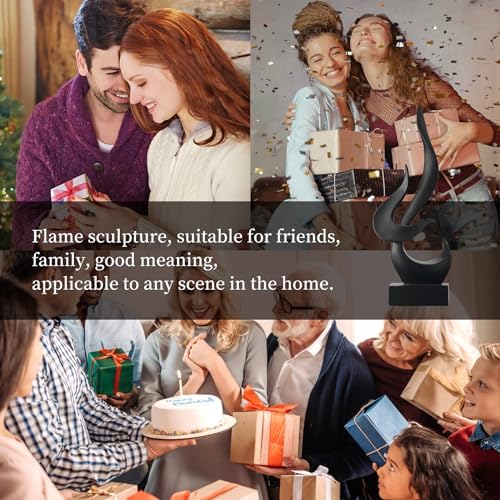 AWNR Black Flame Resin Art Sculpture Modern Home Decor