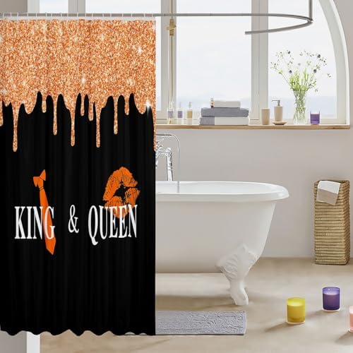 Feelyou Orange King and Queen Bath Curtain Set