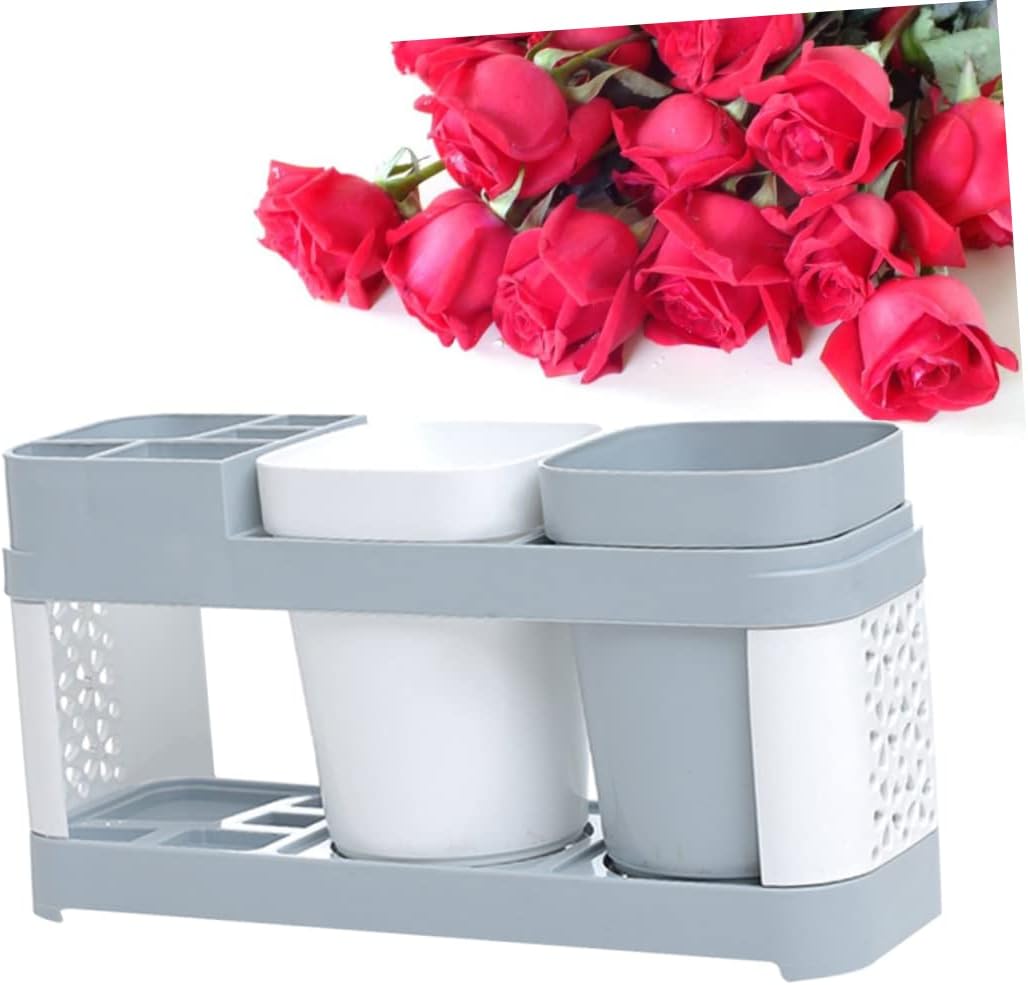Hoement Bathroom Toothbrush and Toothpaste Holder Suction Cup Rack